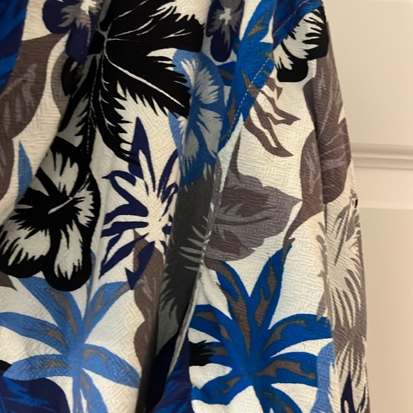 KS Island swim coverup poncho w/hood and pocket blu/wht Hawaiian floral 2X plus - Picture 12 of 16